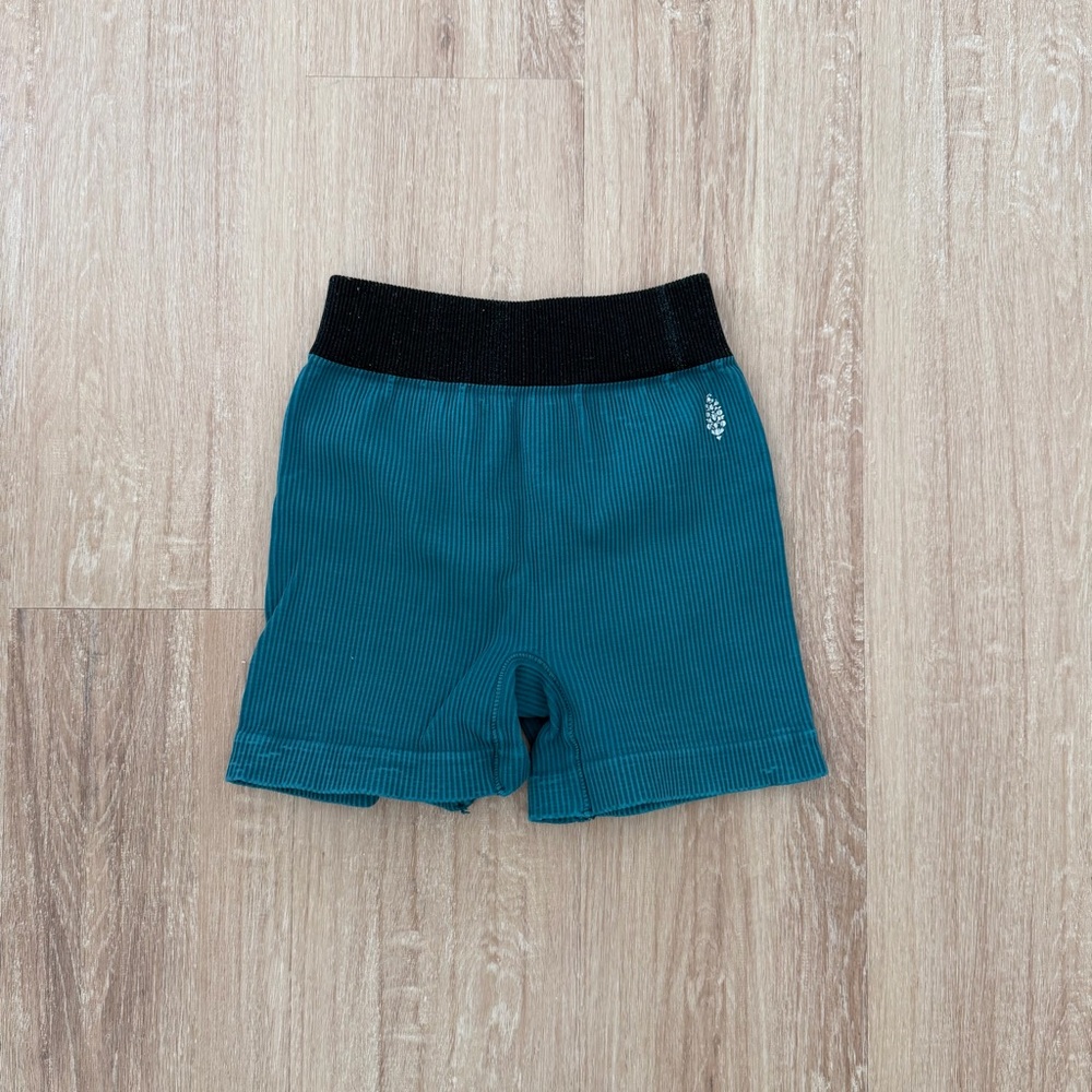 FP Movement by Free People Teal Bike Shorts with Black Waistband